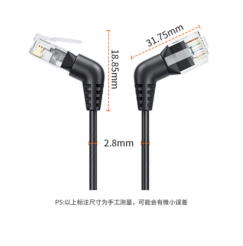 CAT6A Ethernet Cable 10Gbps 360° Rotatable RJ45 Pure Copper Thin Wire