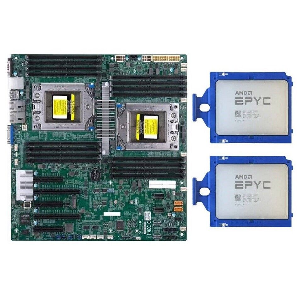 Supermicro H11DSI Motherboard REV 2.0 + 2x AMD EPYC 7551 CPU Processor Combos