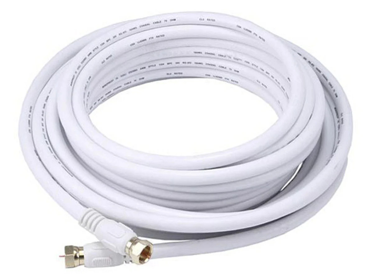 Monoprice 25ft RG6 (18AWG) 75Ohm, Quad Shield, CL2 Coaxial Cable - White
