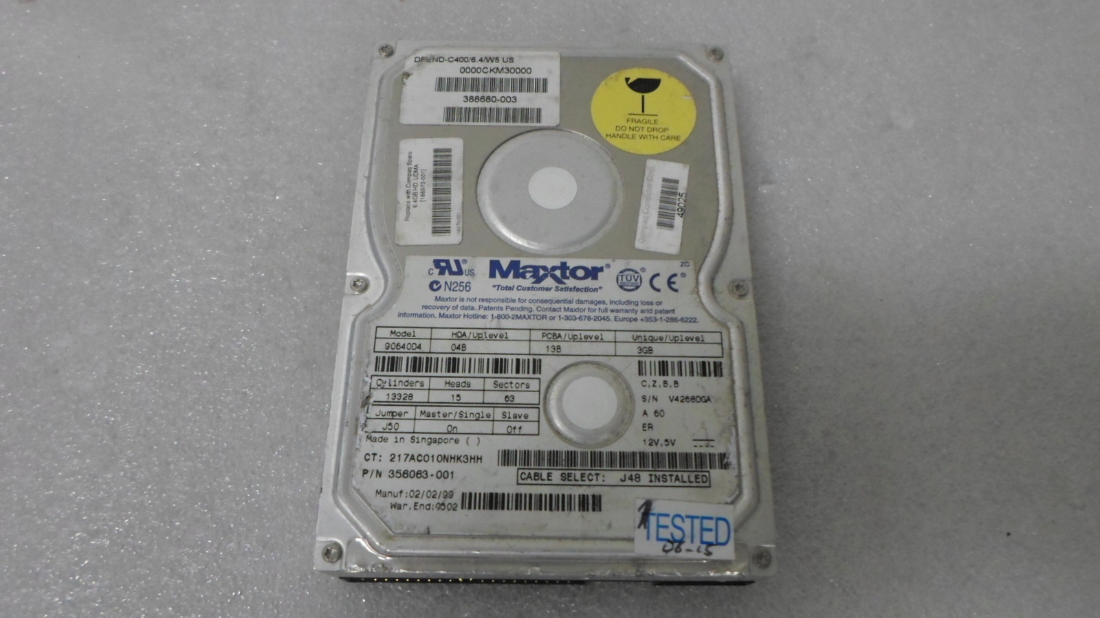 Maxtor Compaq 90640D4 166973-001 356063-001 6.4GB 5400 RPM IDE Hard Drive TESTED