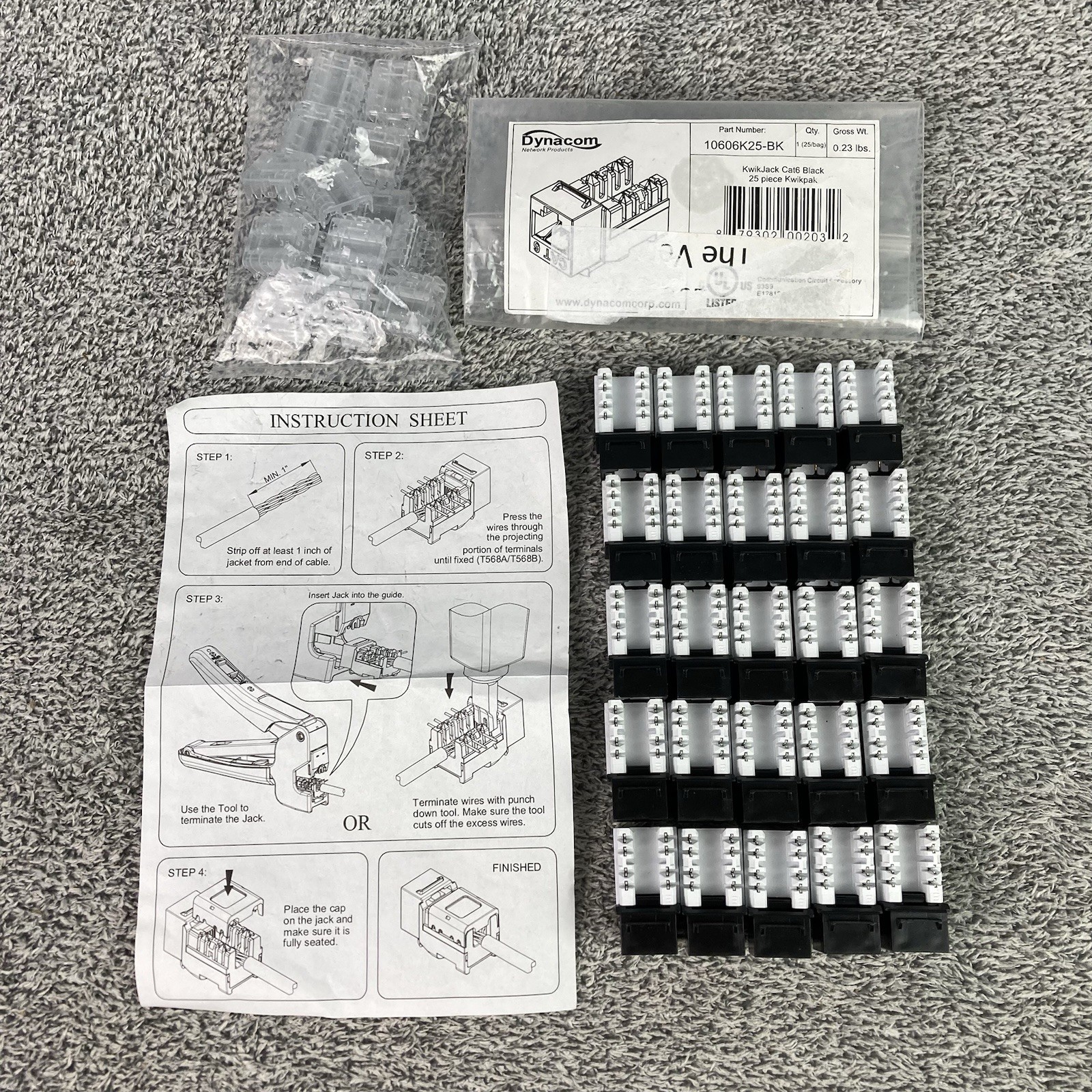 Dynacom CAT 6 Kwik Jack Kwikpak 10606K25-BK (25-Pack)