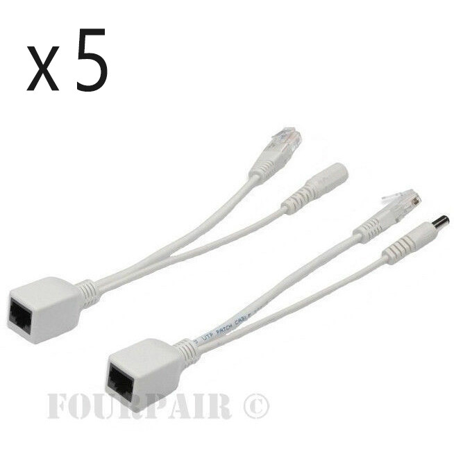 5 Pack Lot Power over Ethernet PoE Adapter Injector Splitter Kit 5v 12v 24v 48V