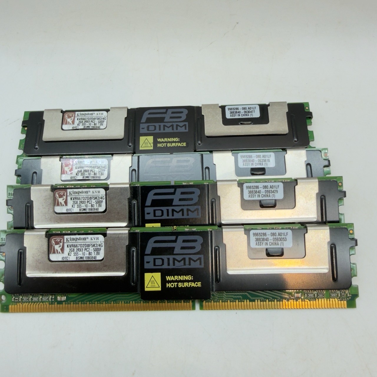 4x Kingston 2GB PC2-5300F FB-DIMM Server RAM KVR667D2D8F5K2/4G 8GB Lot