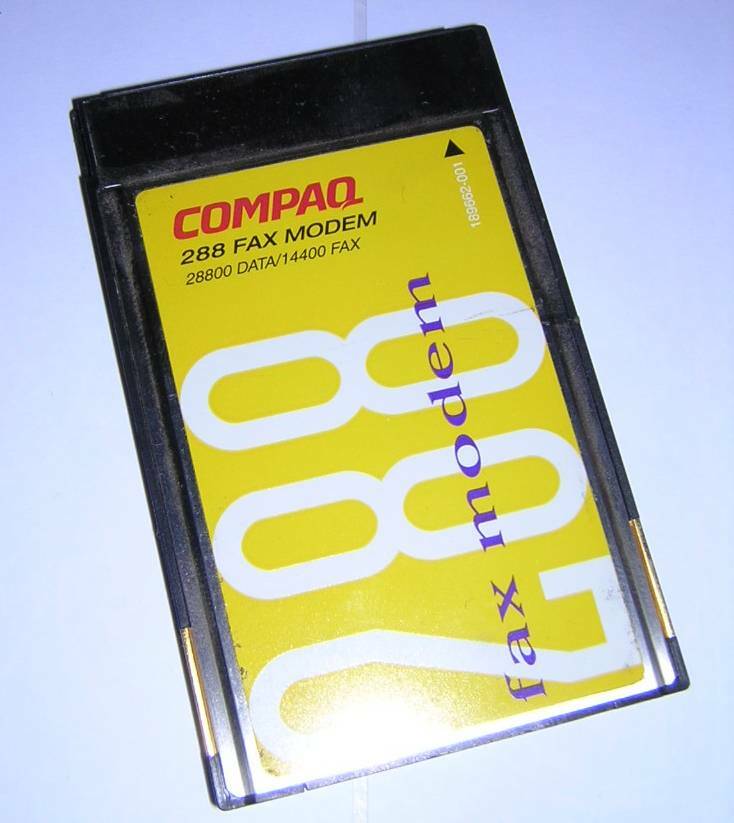 Vintage Compaq 288 Fax Modem PCMCIA PC Card with Dongle Cable Contura Aero