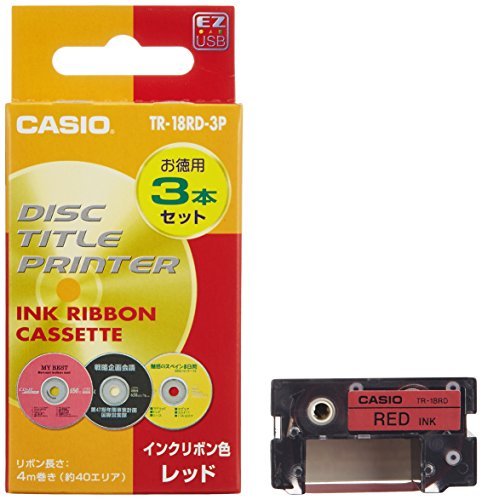 CASIO disc title printer TR-18RD-3P red ink ribbon three JAPAN
