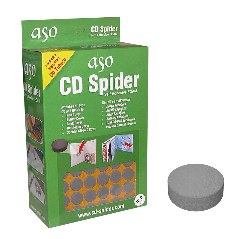 CD DVD Foam Hub Spider Holders Self Adhesive Sticky Dots Studs 1000 pcs (Grey)
