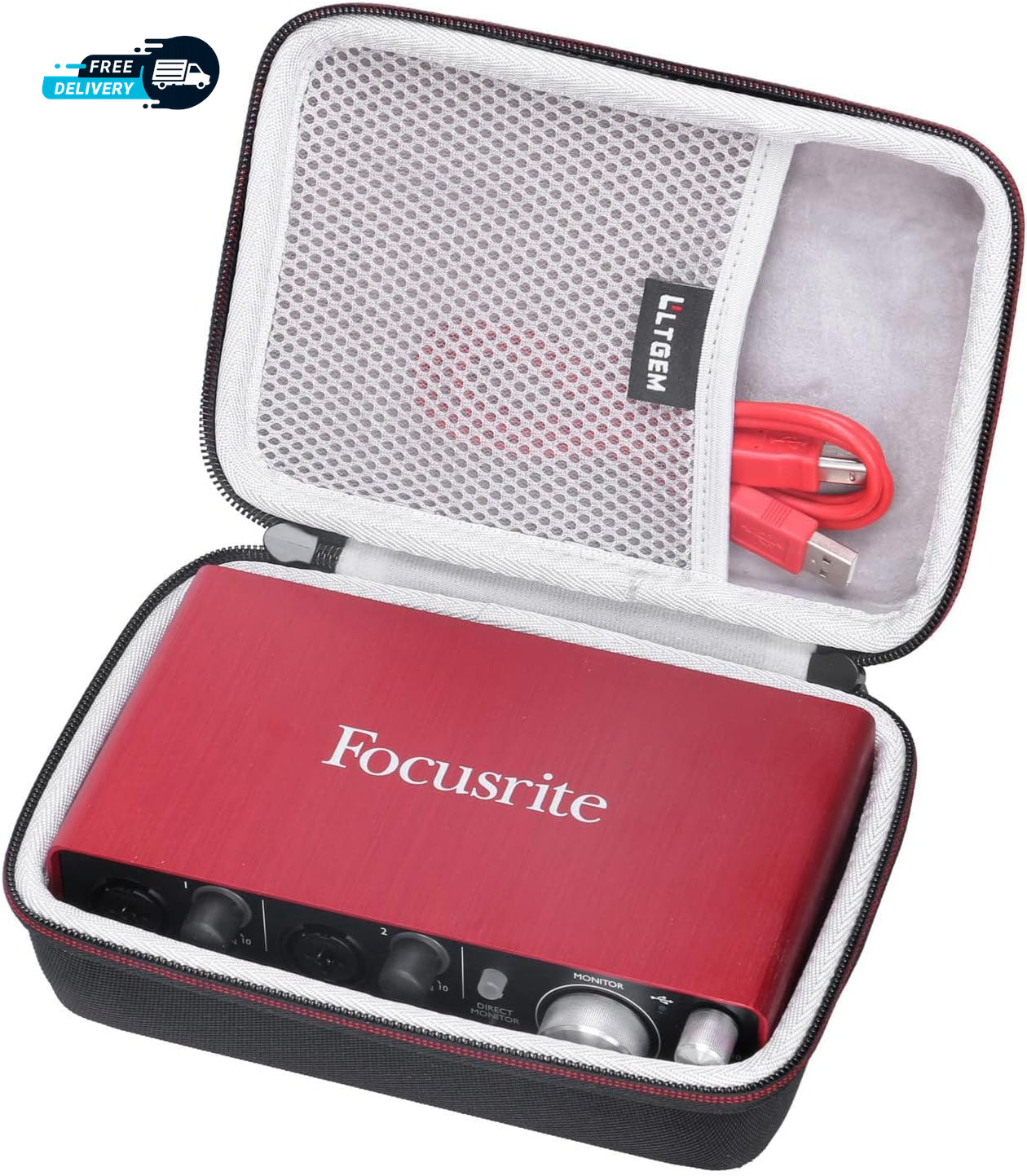 LTGEM Hard EVA Case Compatible with Focusrite Scarlett 2I2 4Th Gen/Solo 4Th Gen