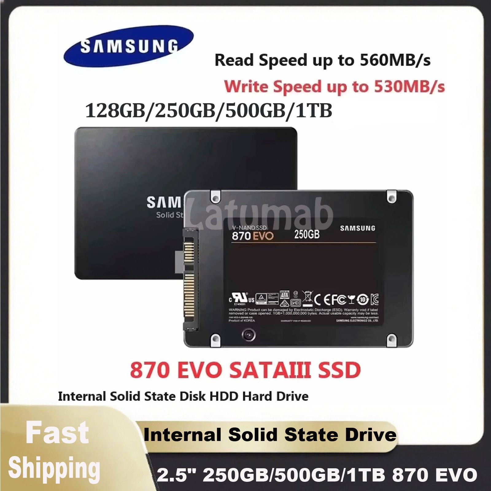2.5" 870 EVO SATAIII SAMSUNG SSD  250GB/500GB/1TB Internal Solid State Drive Lot