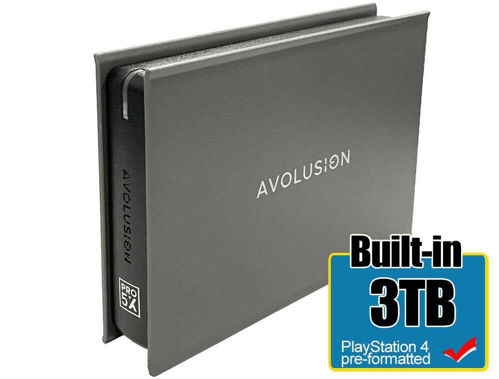 Avolusion Mini Pro-5X 3TB USB 3.0 Portable External Gaming PS4 Hard Drive (Grey)