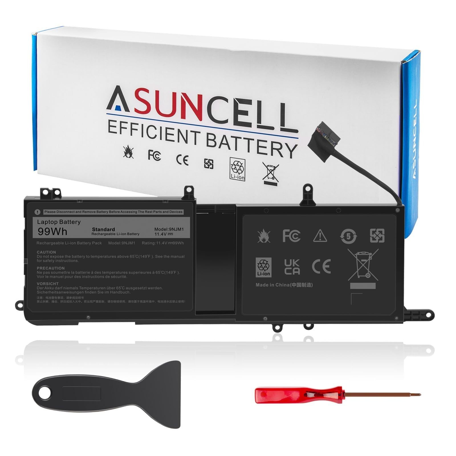 High-Capacity 11.4V 3-Cell Laptop Battery for Dell Alienware 15/17 Series, 99Wh