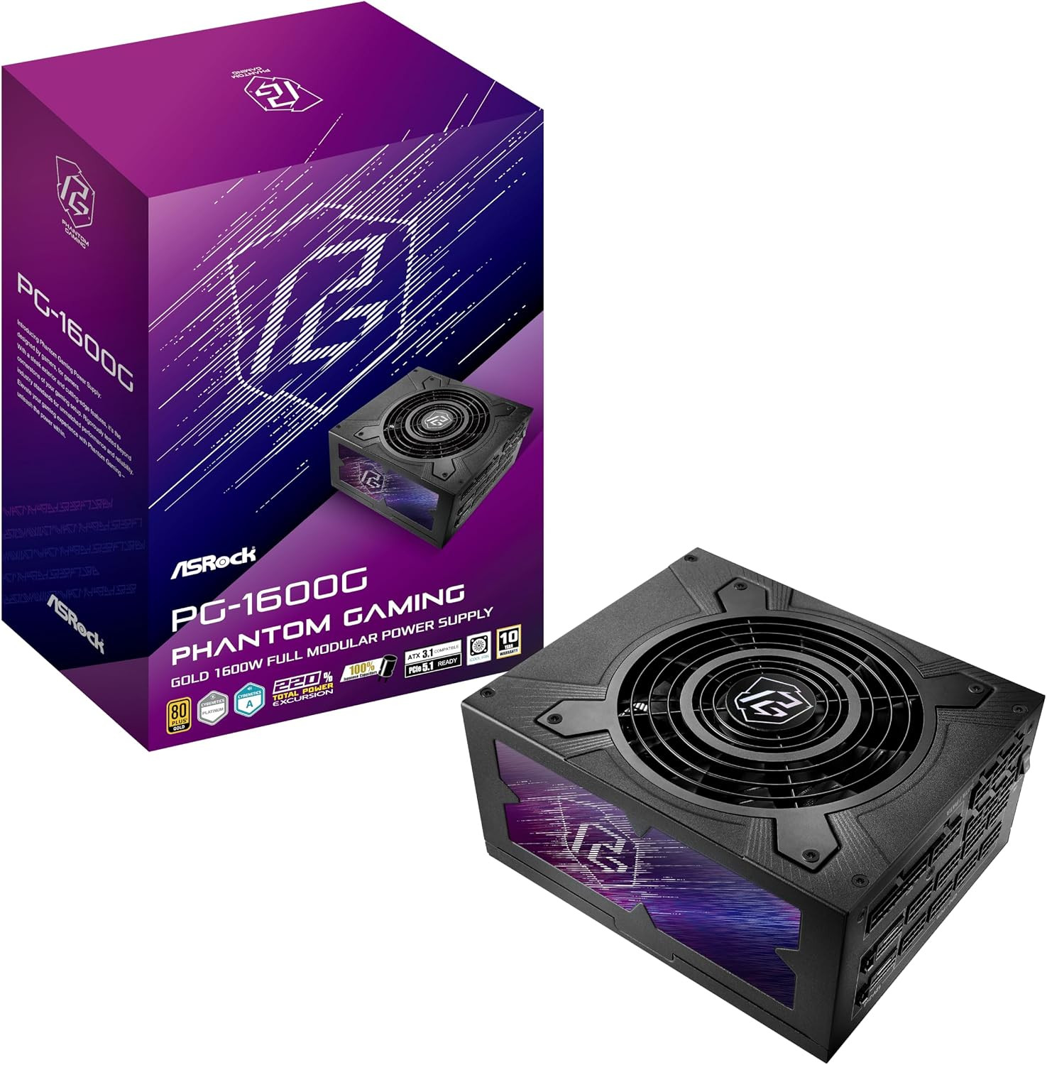 PG 1600G ATX 3.1 1600W Power Supply Pcle5.1 10 Years Warranty Fully Modular Jap