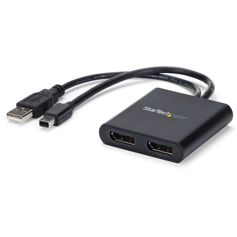StarTech 2-Port Multi Monitor Adapter, Mini DisplayPort to DP MST Hub, Dual 4K