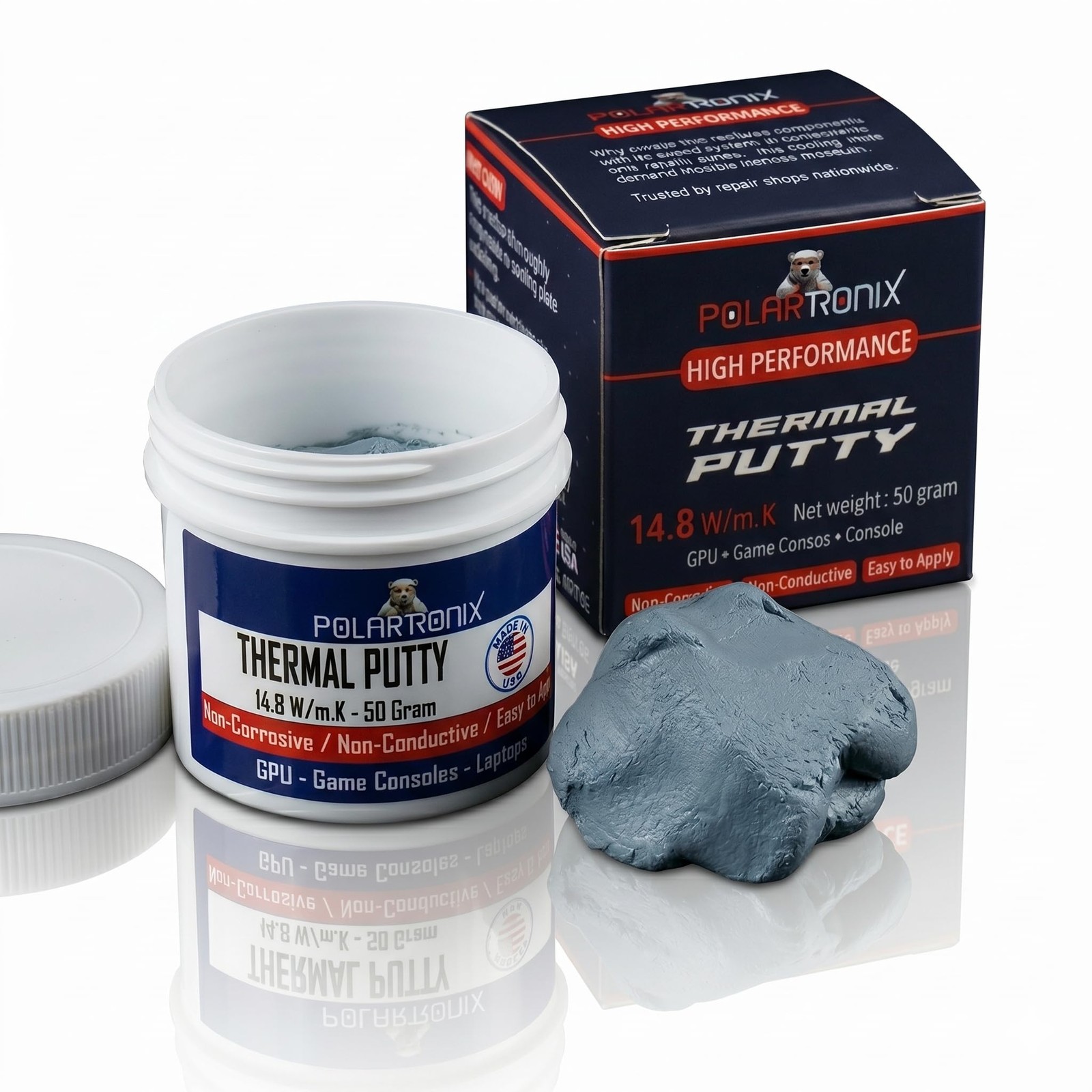 Polartronix Thermal Putty 14.8 W/m·K - 50 Gram Jar - Made in USA - High-Performa