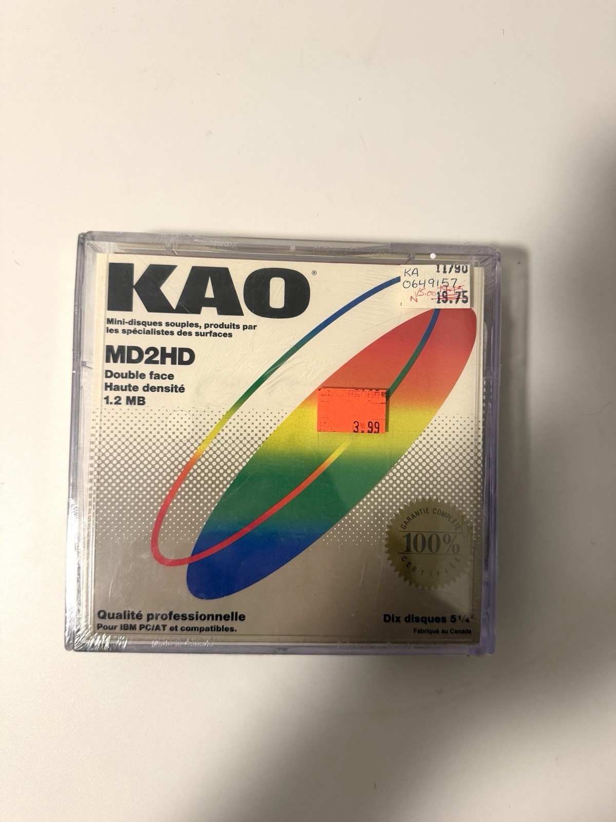 Vintage KAO 5.25” Floppy Disks MD2HD 1.2MB High Density Sealed NOS Box of 10