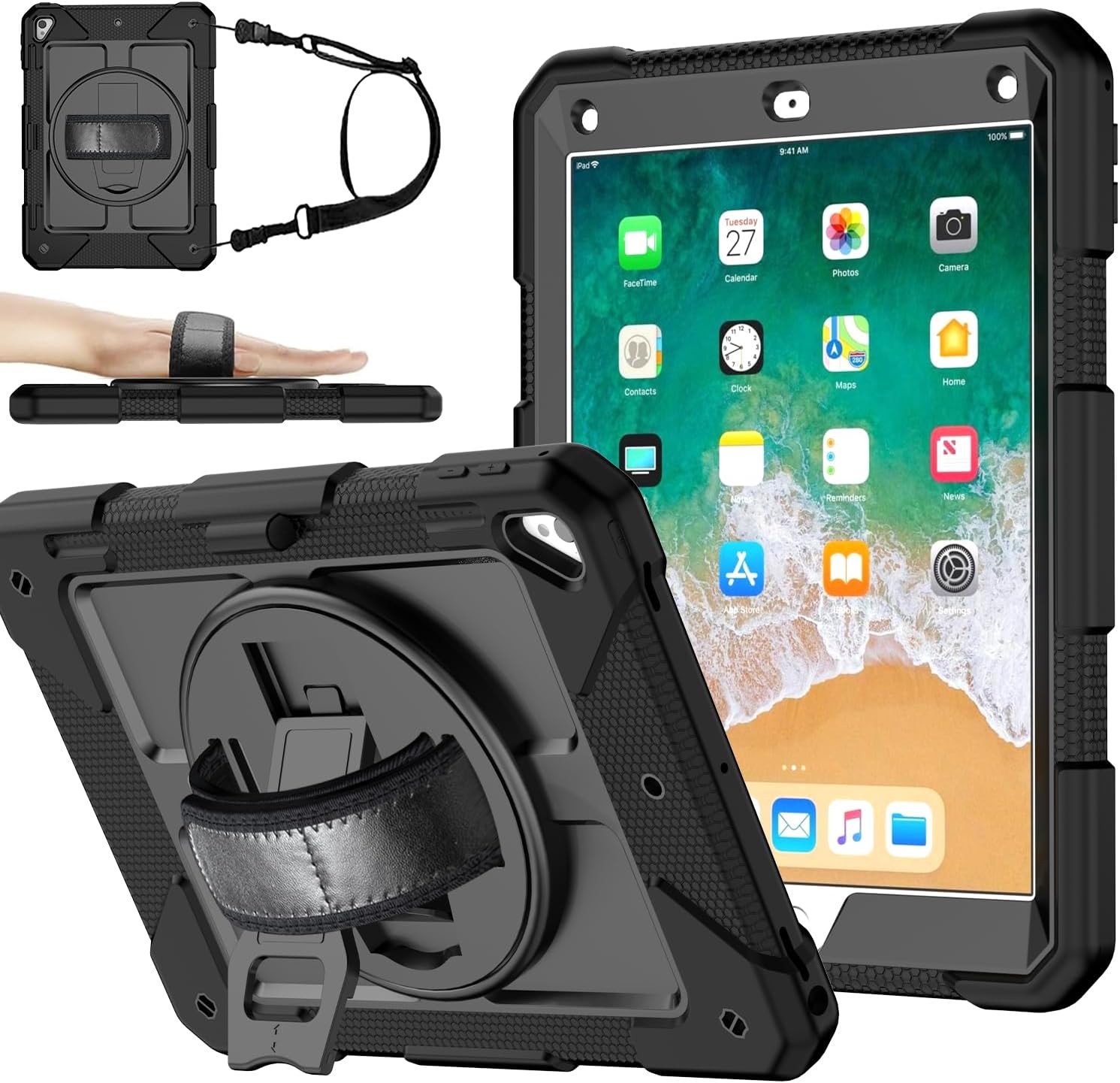 Case for iPad 5th Gen/6th Gen 9.7-inch, Shockproof with 360° Swivel Stand