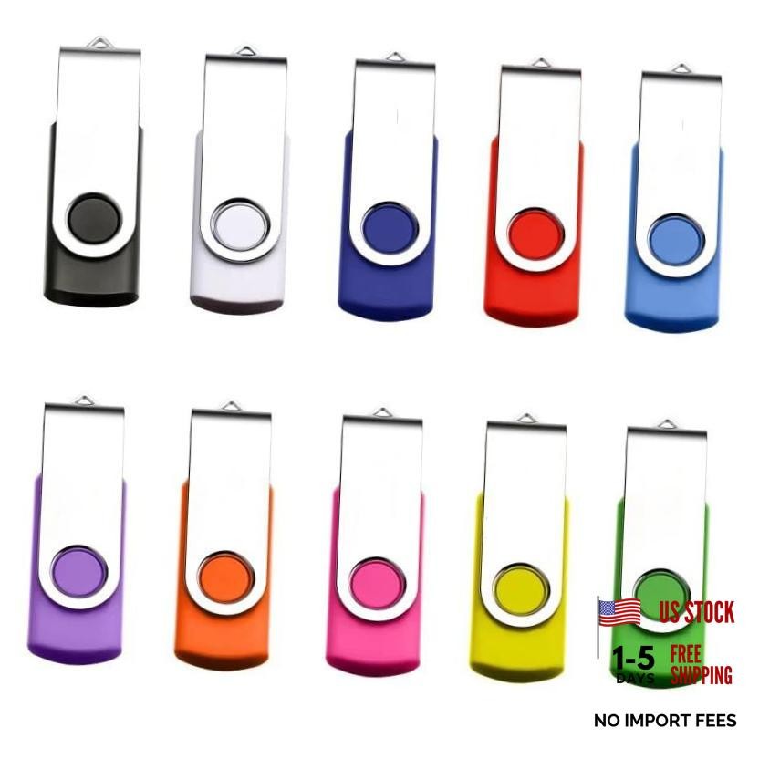 Flash Drive USB 2.0 Pack Swivel Blank Memory Stick Pnstaw Bulk Thumb 10 512 MB