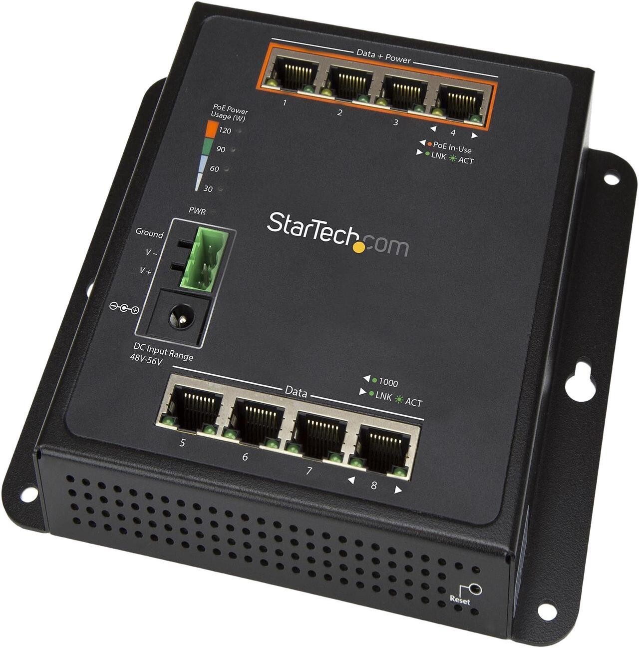 StarTech.com Industrial 8 Port Gigabit PoE Switch - 4 x PoE+ 30W - IES81GPOEW