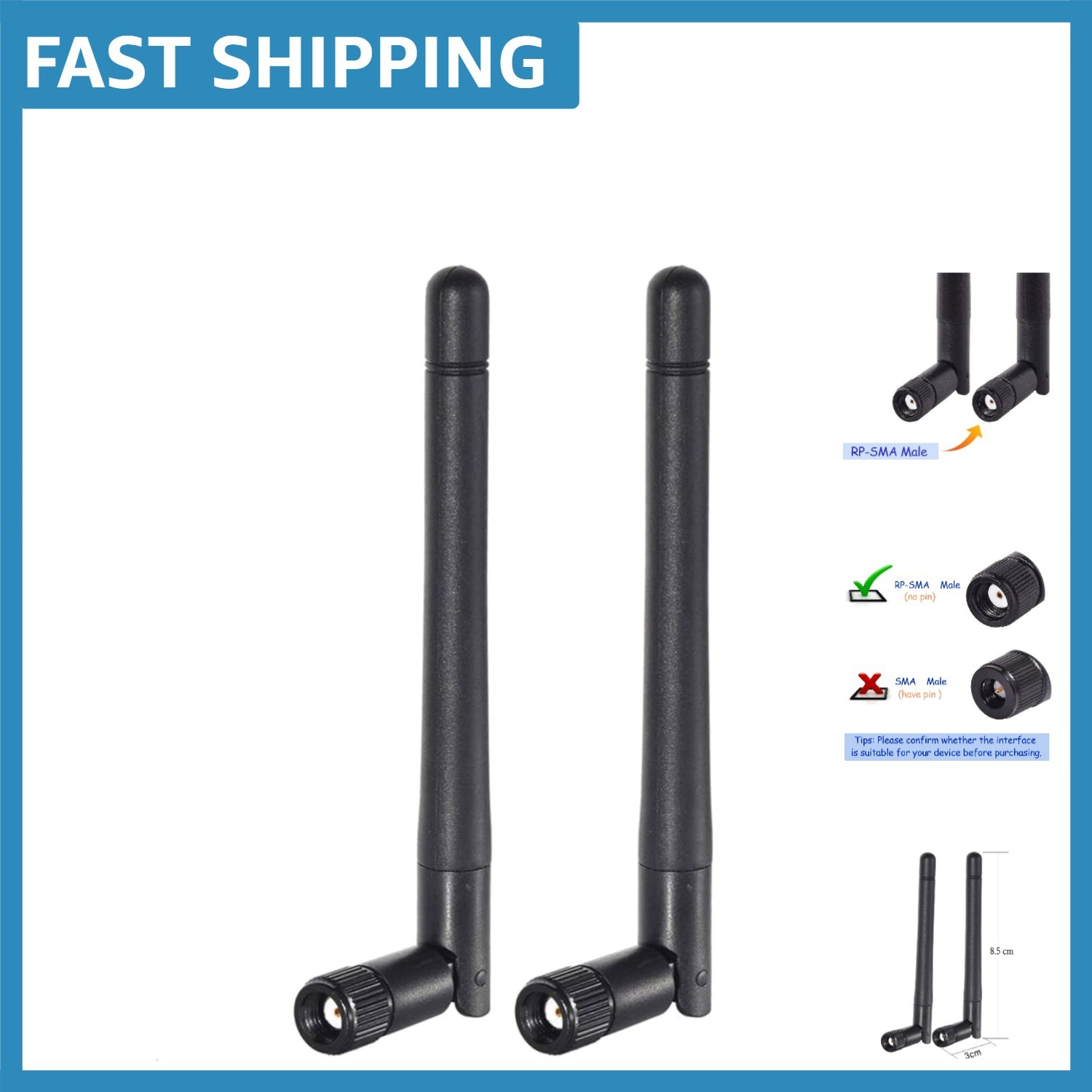 Compact Dual Band WiFi Antennas - 2-Pack for Enhanced Streaming & Security