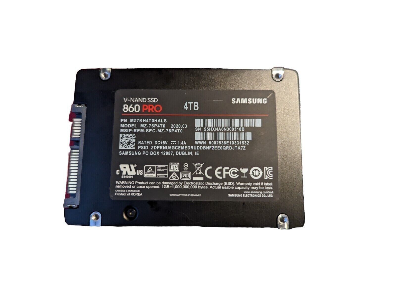 Samsung 860 Pro Series 4 TB,Internal,2.5 Inch (MZ-76P4T0) SSD #92P