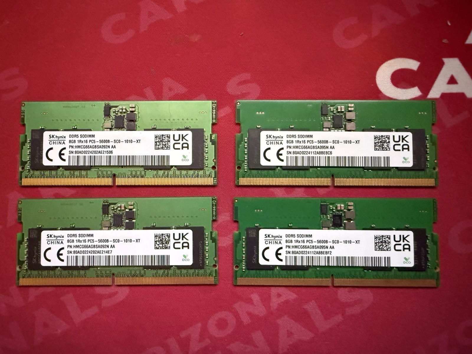 32GB Samsung DDR5 Laptop RAM 4x8GB SODIMM 5600 1Rx16 HMCG66AGBSA092N