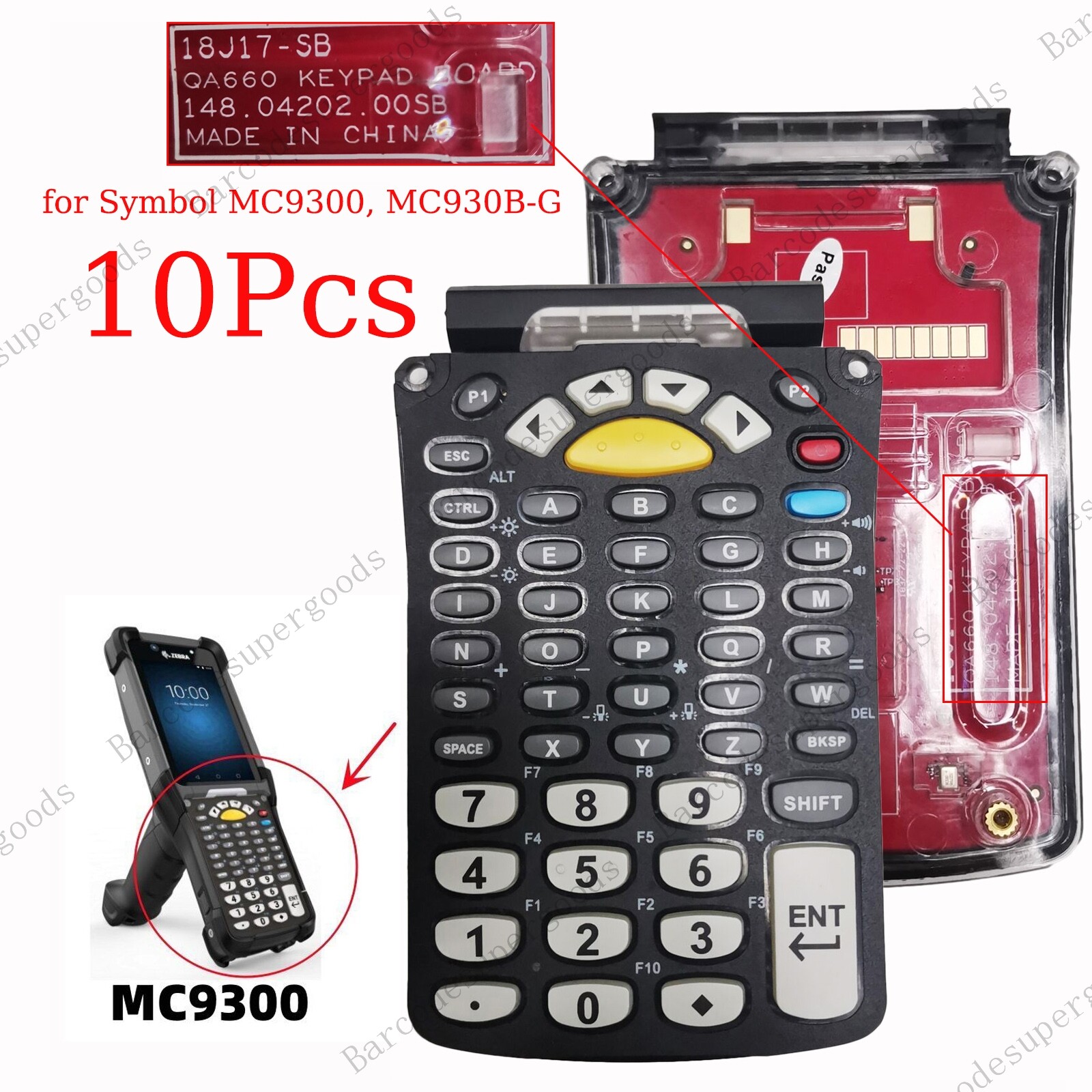 10Pcs 53-Keys Standard Keypad Replacement for Symbol MC9300, MC930B-G 18J17-SB