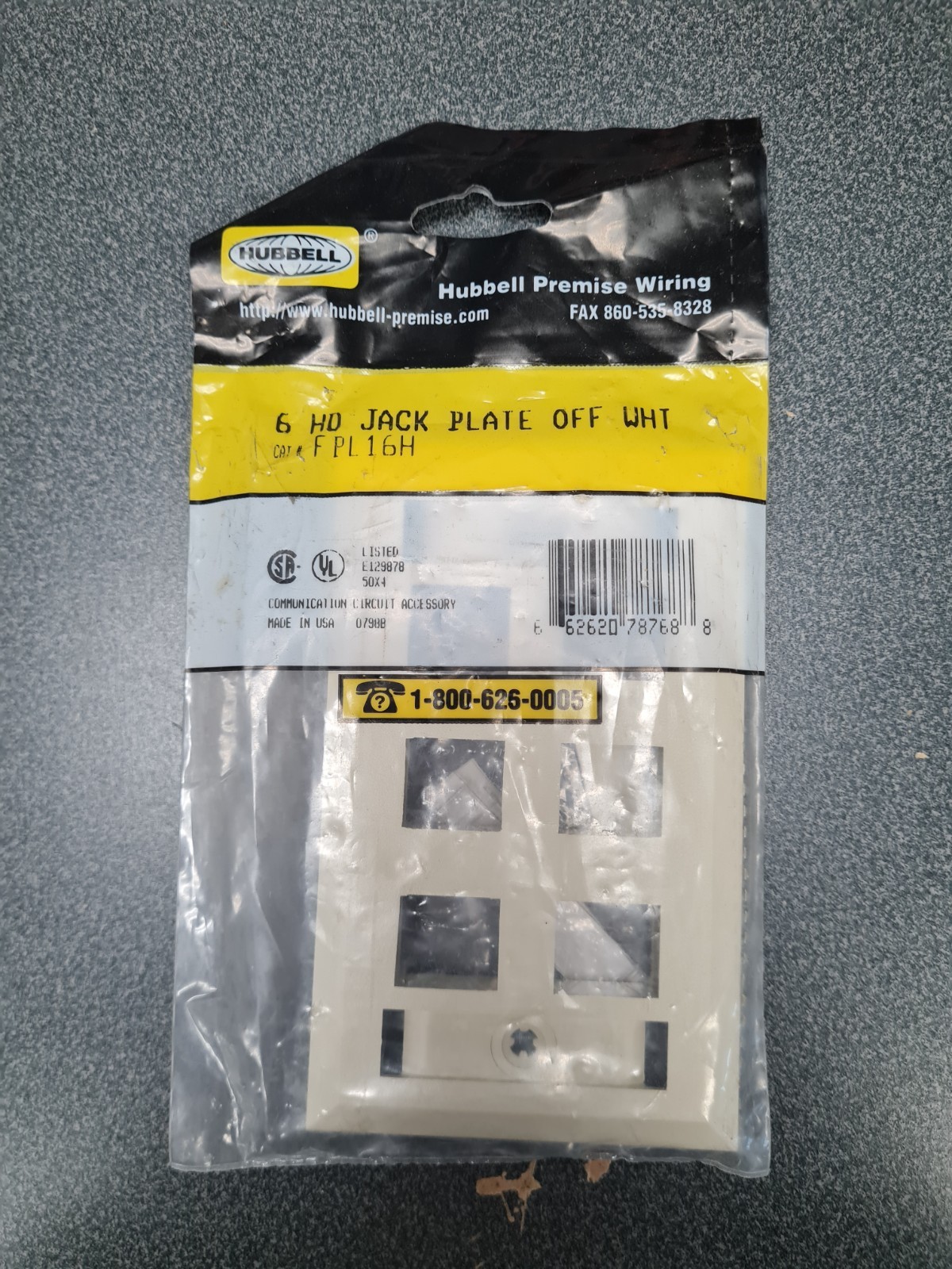 Hubbell FPL16H 6-Port HD Jack Plate Off White and 1-FPL11 1 Port Off White