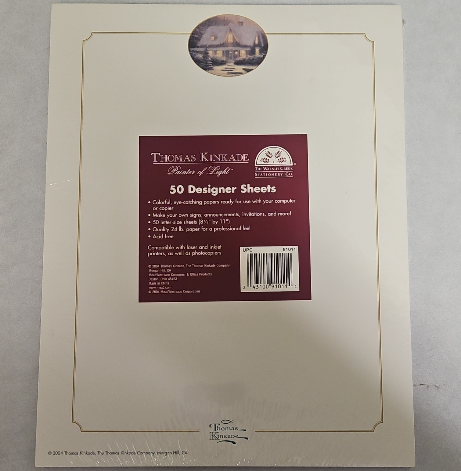 Thomas Kinkade Printer Paper 50 Sheets 8.5x11 White 24lb Designer Inkjet/Laser