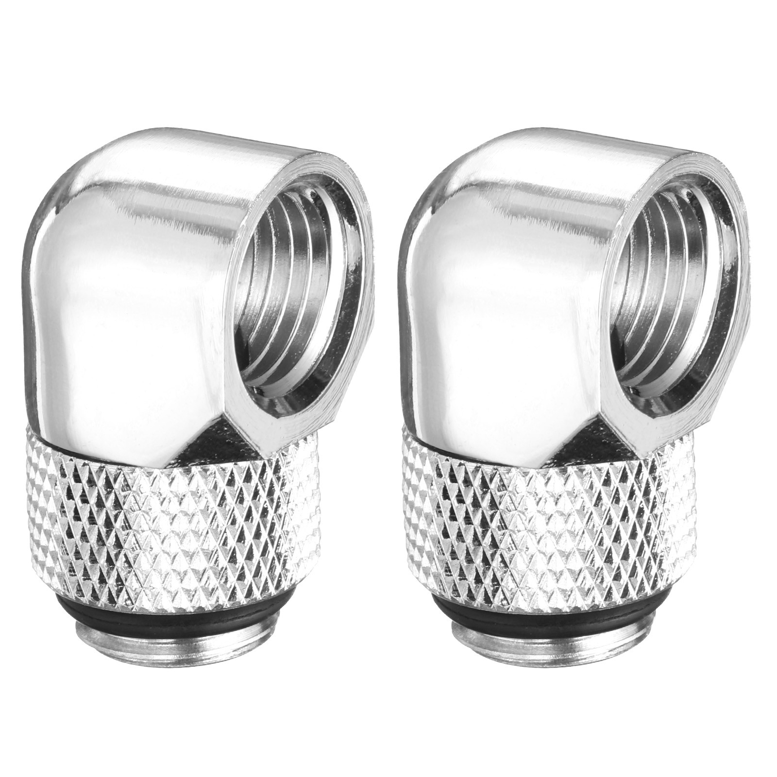 2pcs 90° Elbow G1/4" Thread Male to Female Extender Connector Fitting, Silver