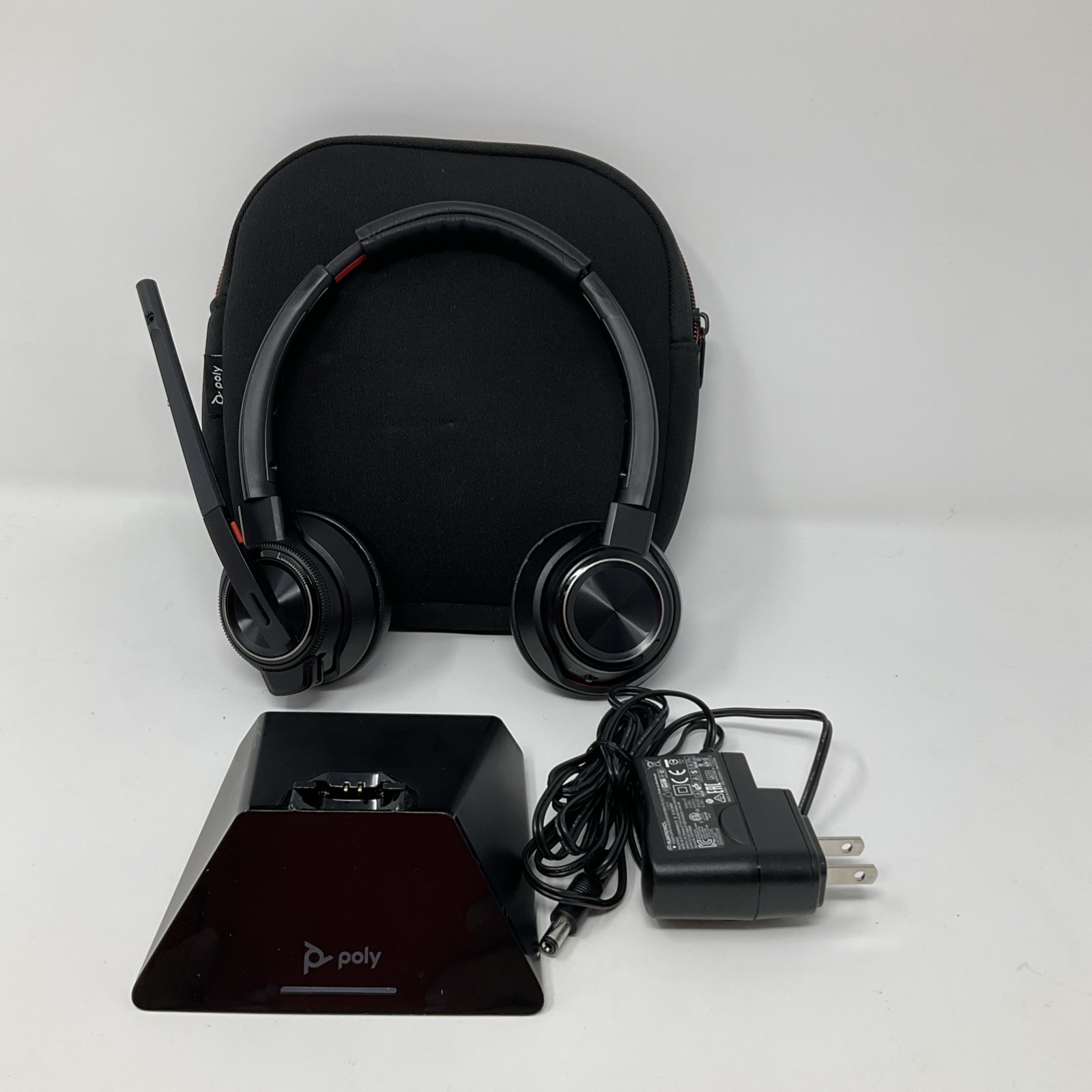 Poly Savi 8200 Wireless Headset + Dock Base Case Charger – Tested Works