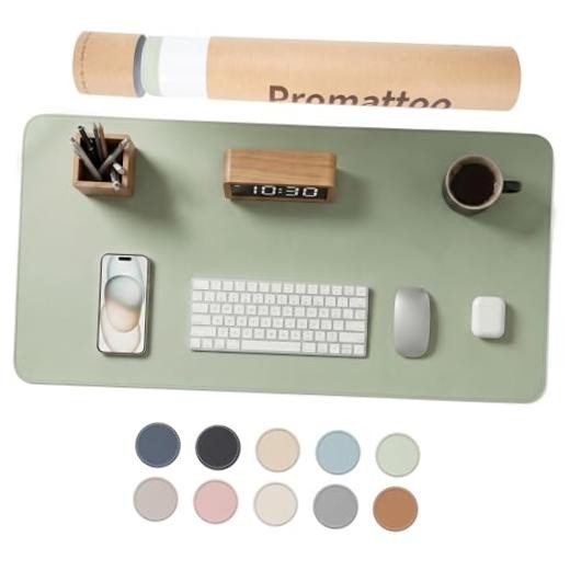 Extra Large Desk Mat for Office, Non-Slip Waterproof 23.6" x 13.7" Matcha Green