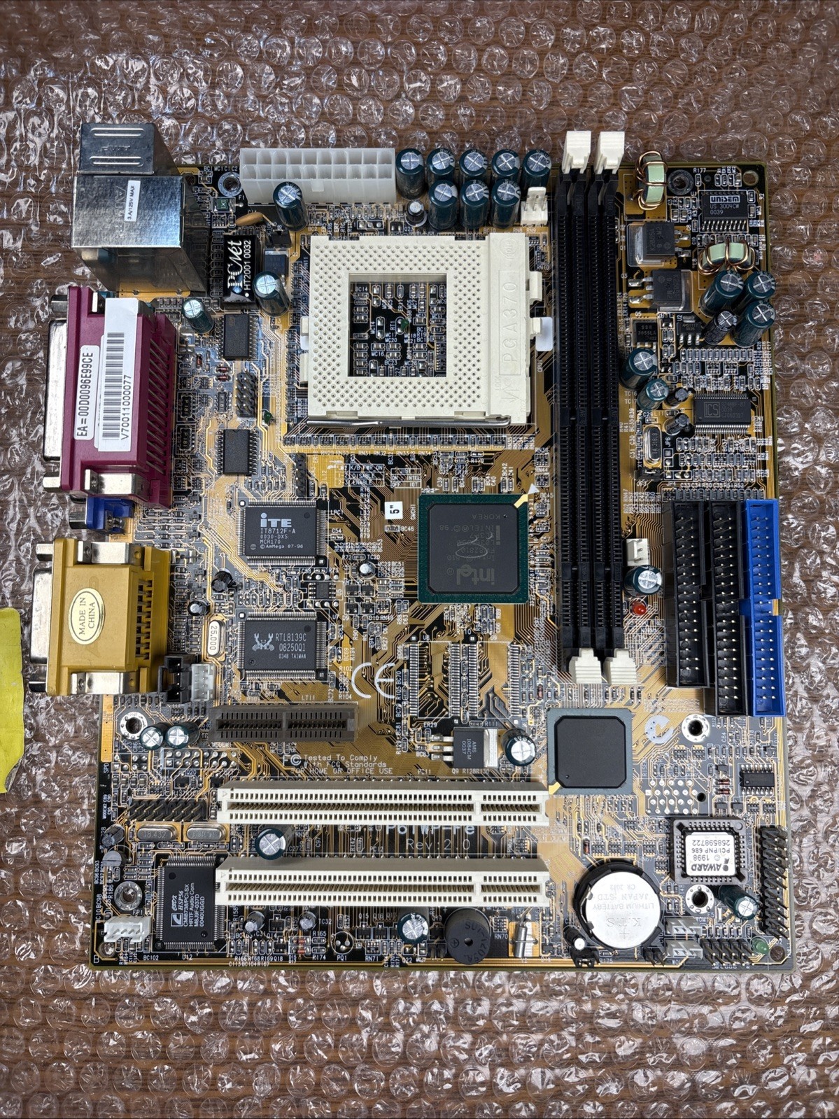 ECS Motherboard P6IWP-Fe Rev 2.0 - Socket 370 Vintage Tested
