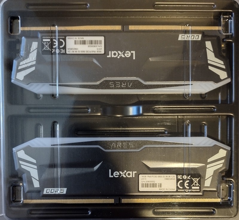 Lexar ARES RGB 32GB 2x16GB DDR5 5600 CL32 XMP EXPO Desktop Memory - Open Box