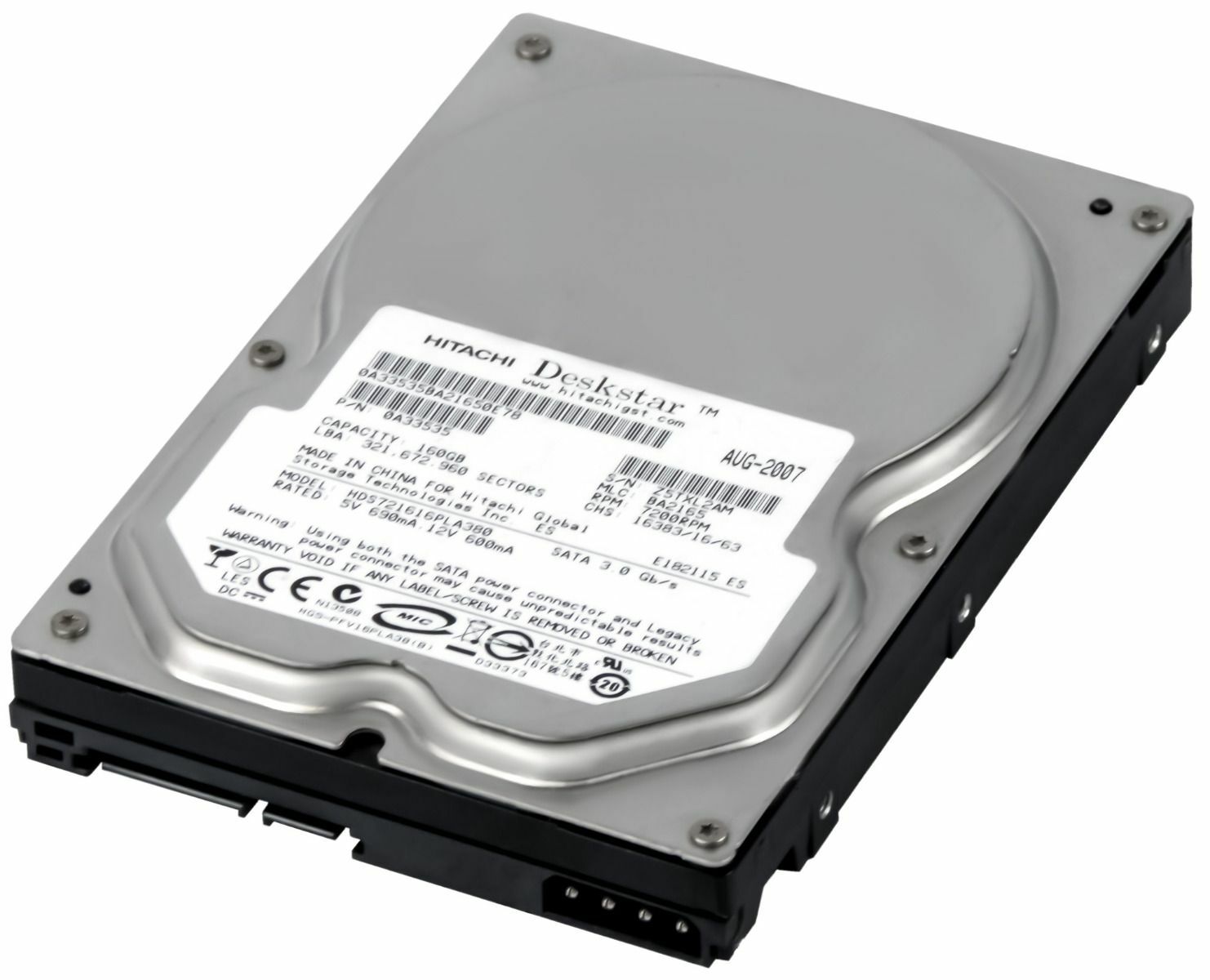 HITACHI DESKSTAR 7K160 HDS721616PLA380 160GB 7200RPM 8MB SATA II 3.5''