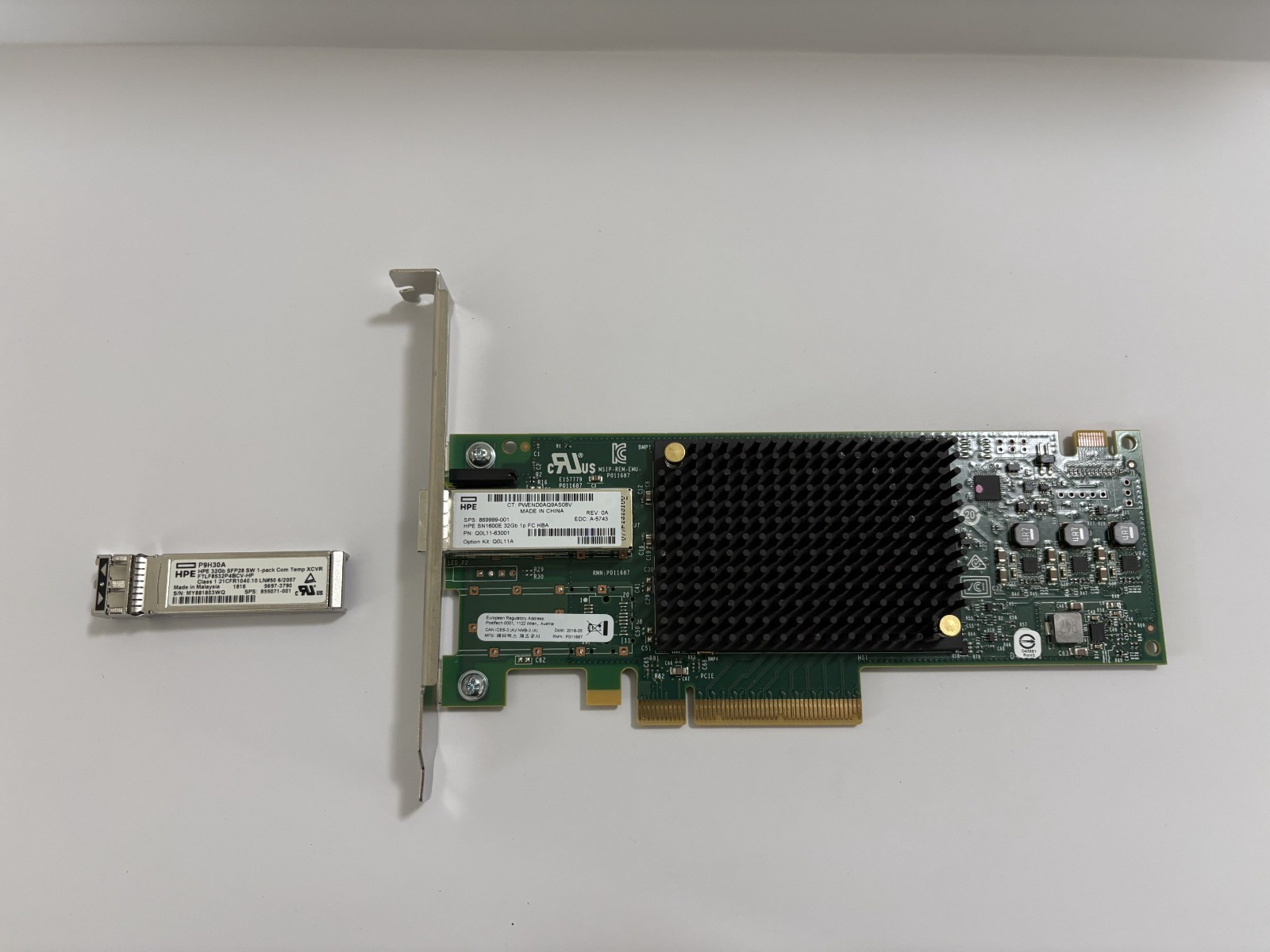 HPE SN1600E 32Gb FC HBA Q0L11A 869999-001 w/ P9H30A 32Gb SFP28 Transceiver