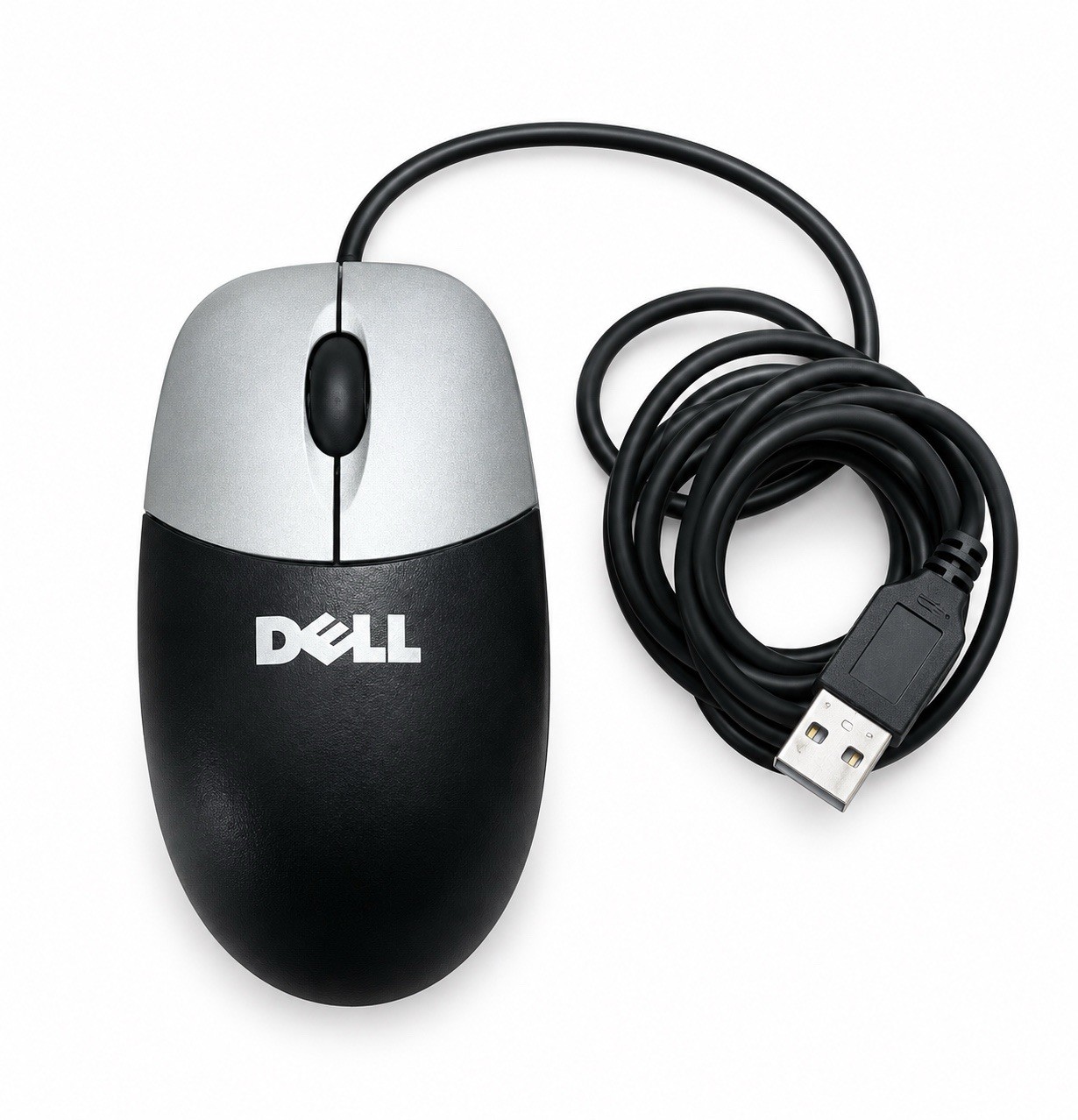 Black & Silver Dell USB Wired Optical Computer 3-Button Scroll Mouse M-UAN DEL1