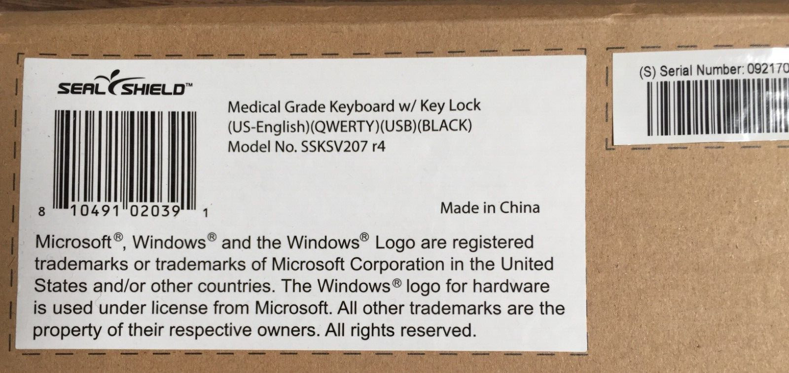 SEAL SHIELD SILVER  Medical Grade Keyboard w/ Keylock SSKSV207 R4
