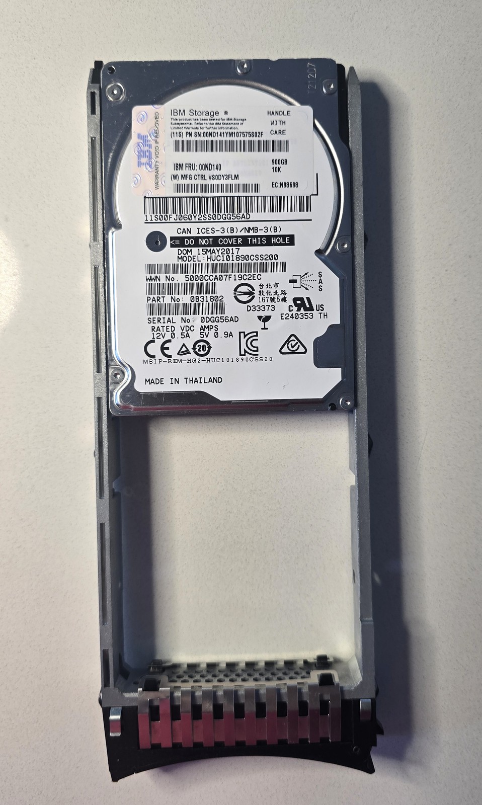 IBM 00ND140 900GB 10K SAS 2.5" Hot Swap w/ Tray SFF HDD for DS8800 DS8870