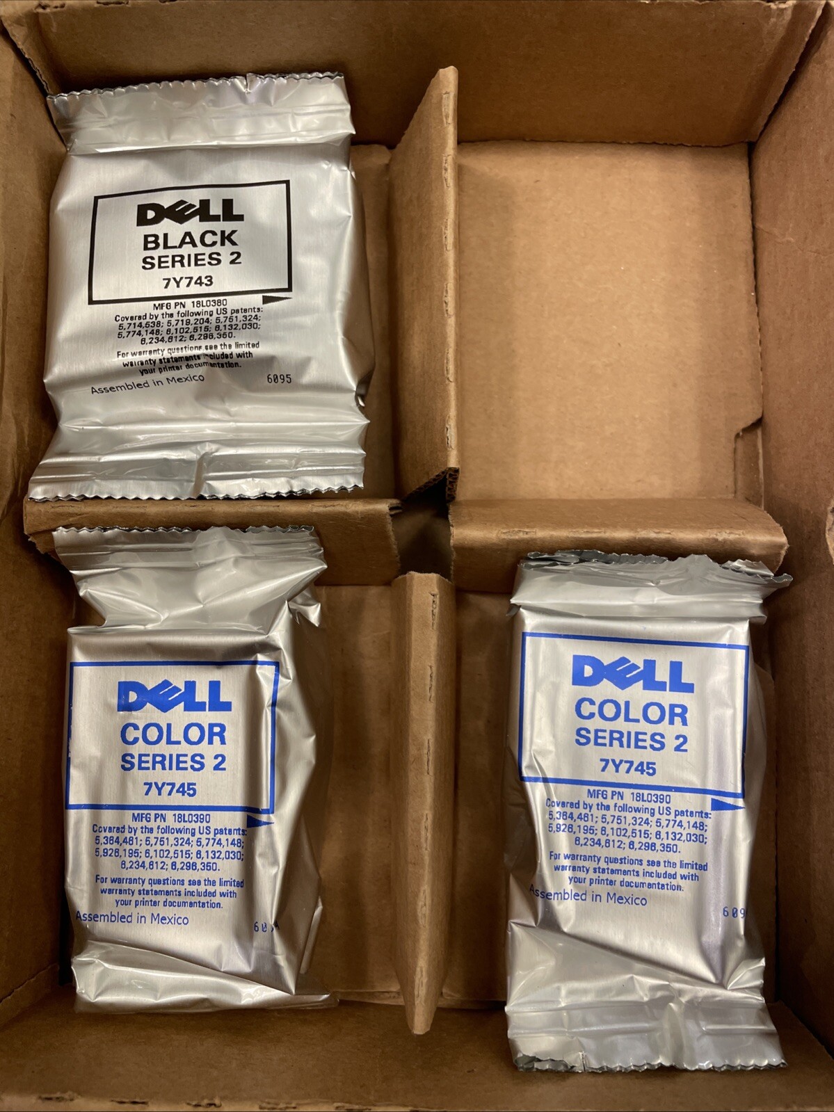 LOT OF 3 GENUINE DELL SERIES BLACK & COLOR INK CARTRIDGE