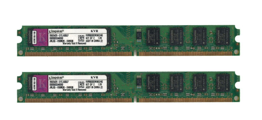 KINGSTON 4GB 2x2GB DDR2 PC2-6400 800MHz KVR800D2N5K2/4G 99U5429-015.A00LF 