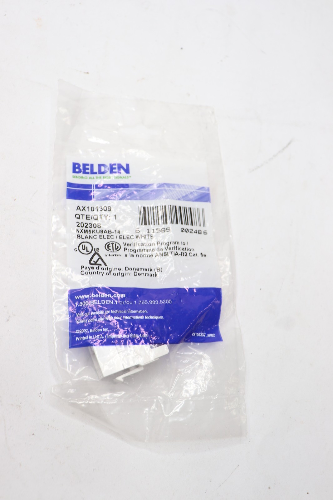 Belden CAT5E Modular Jack RJ45 KeyConnect Style Electrical White AX101309