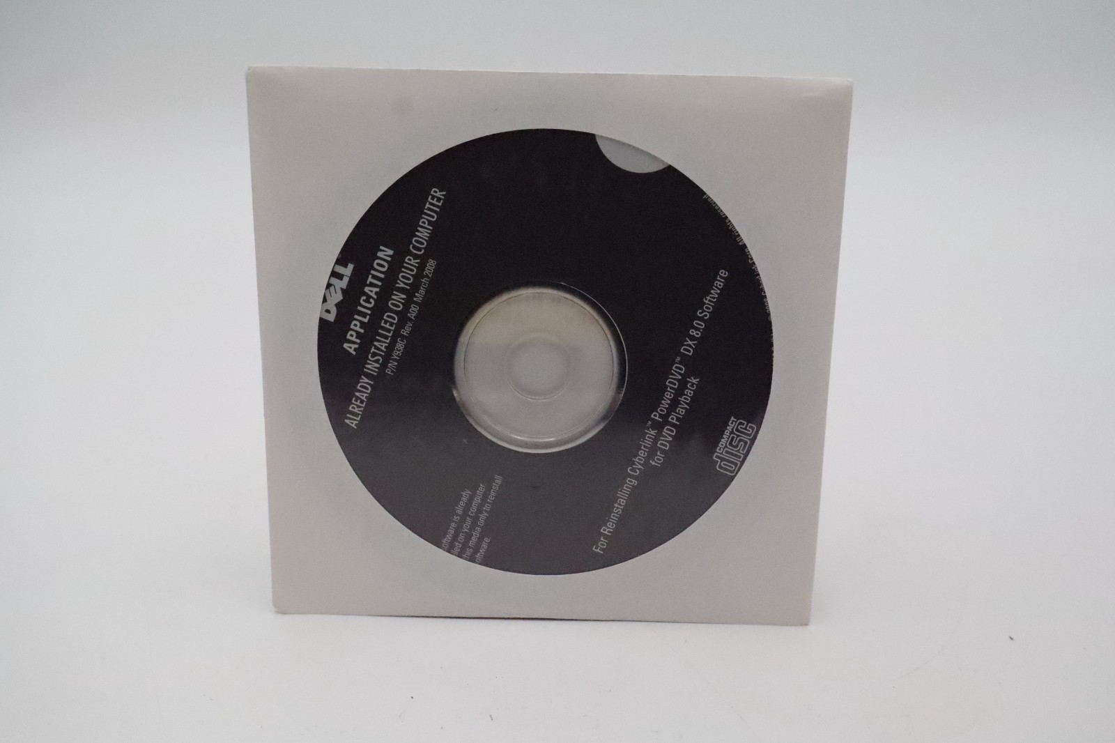 Dell CyberLink PowerDVD DX 8.0 Reinstallation DVD P/N 0Y939C 2008 OEM