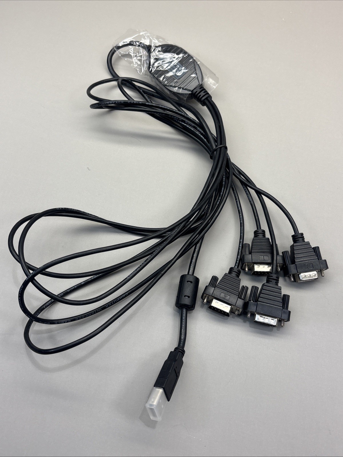 Gearmo 4 Port USB to Serial RS232 Adapter FTDI Chipset, Supports Win Black