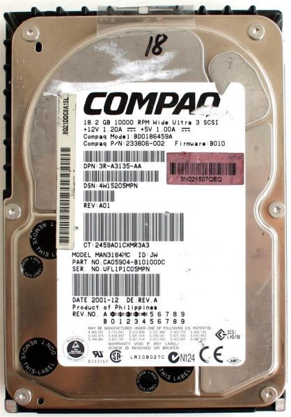 18.2gb 10k wu3 scsi,bd0186459a,fw b010,man3184mc,ca05904-b10100dc