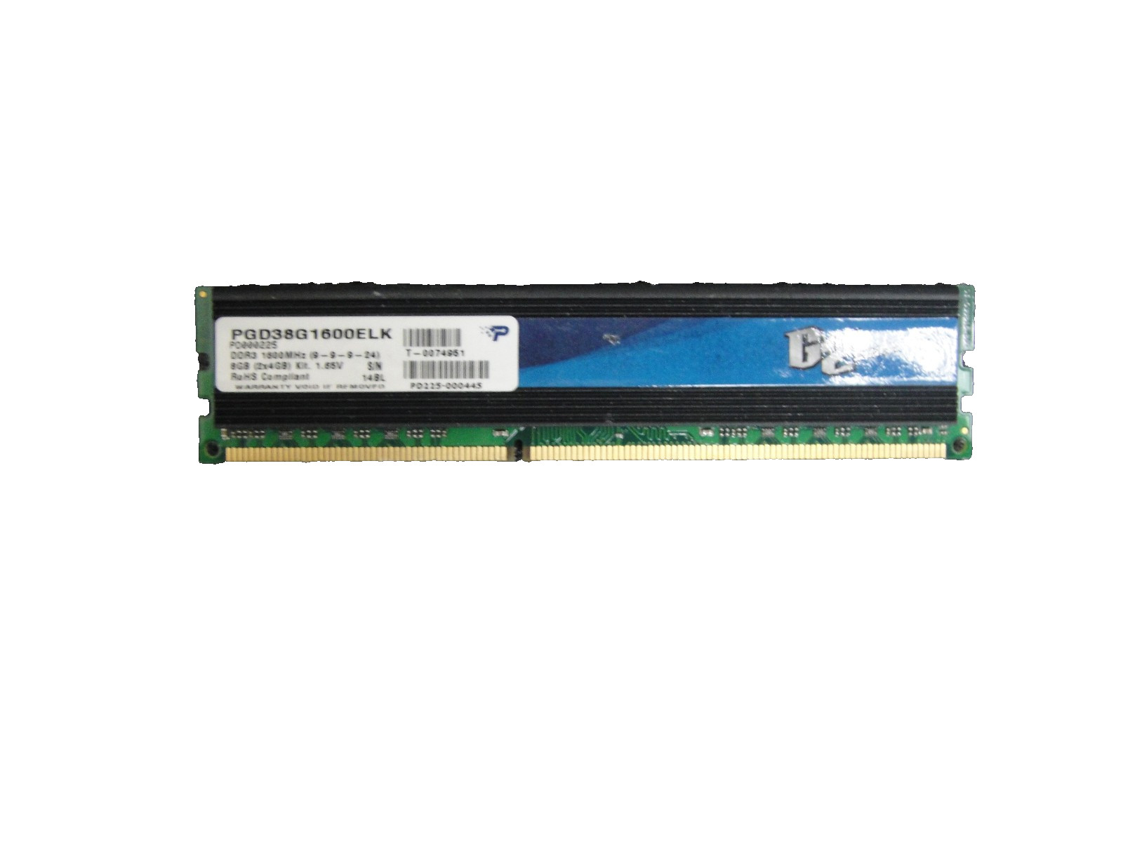 Patriot Memory G2 Series 4GB DDR3 1600MHz Desktop RAM PGD38G1600ELK