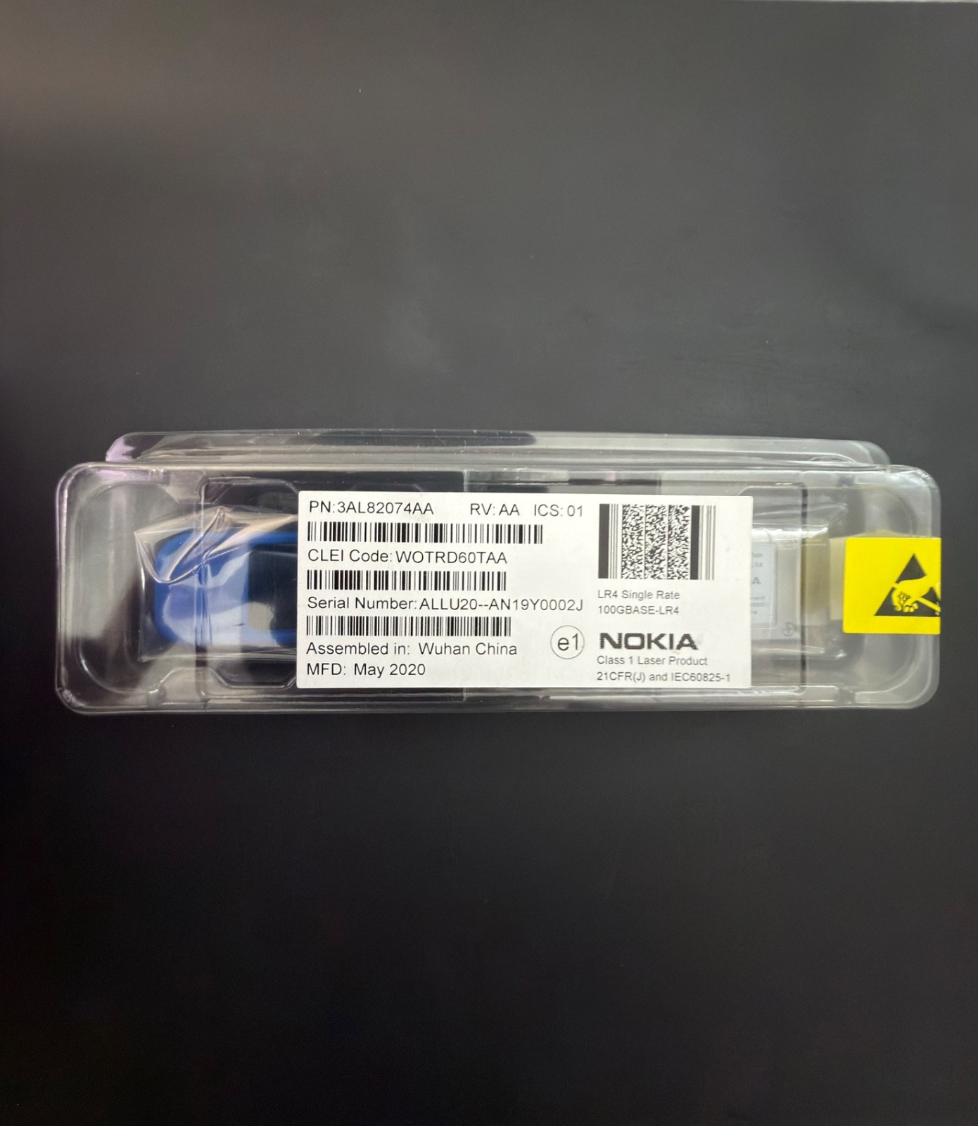 NOKIA 3AL82074AA QSFP28 100GBASE-LR4 SINGLE RATE 10KM SMF TRANSCEIVER