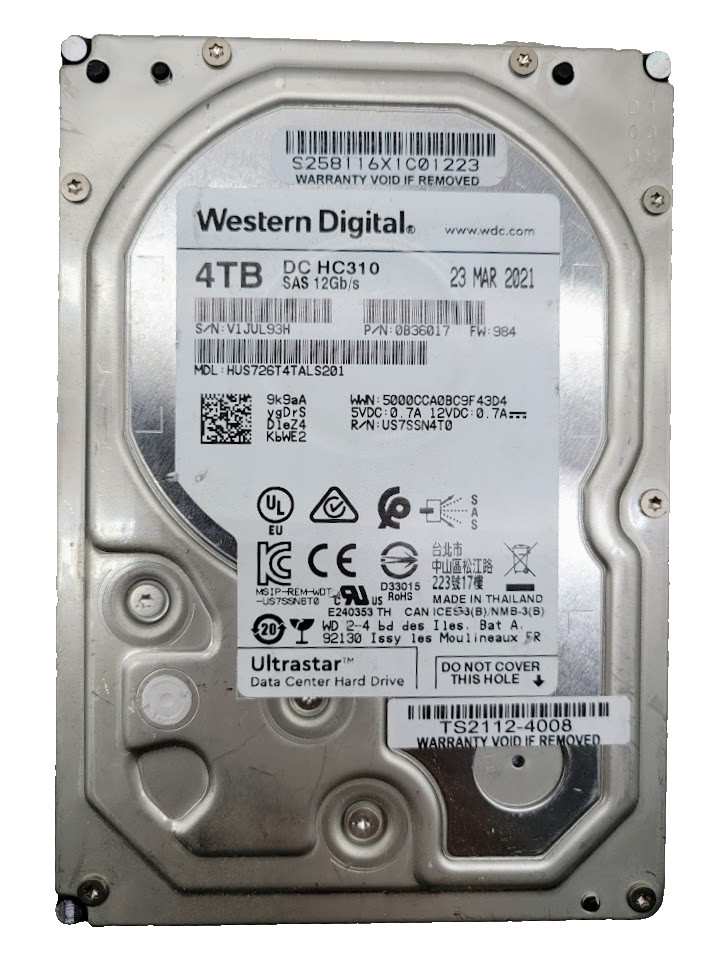 Western Digital HUS726T4TAL5204 4TB 7.2K SAS 12Gb/s 3.5" HDD