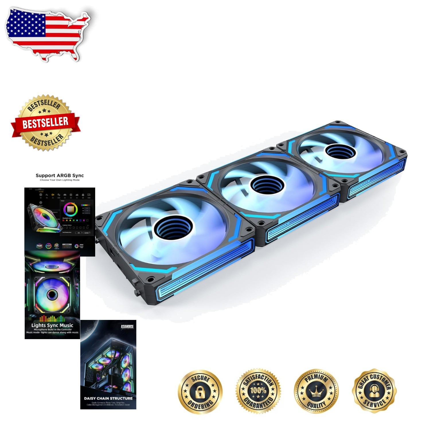 High-Performance 120mm RGB PC Fans: 3-Pack, PWM, Infinity Mirror Design