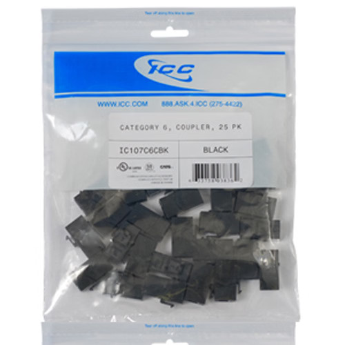 ICC Module Coupler Cat 6 25 Pk Black TDICC-IC107C6CBK Telecommunication In-line
