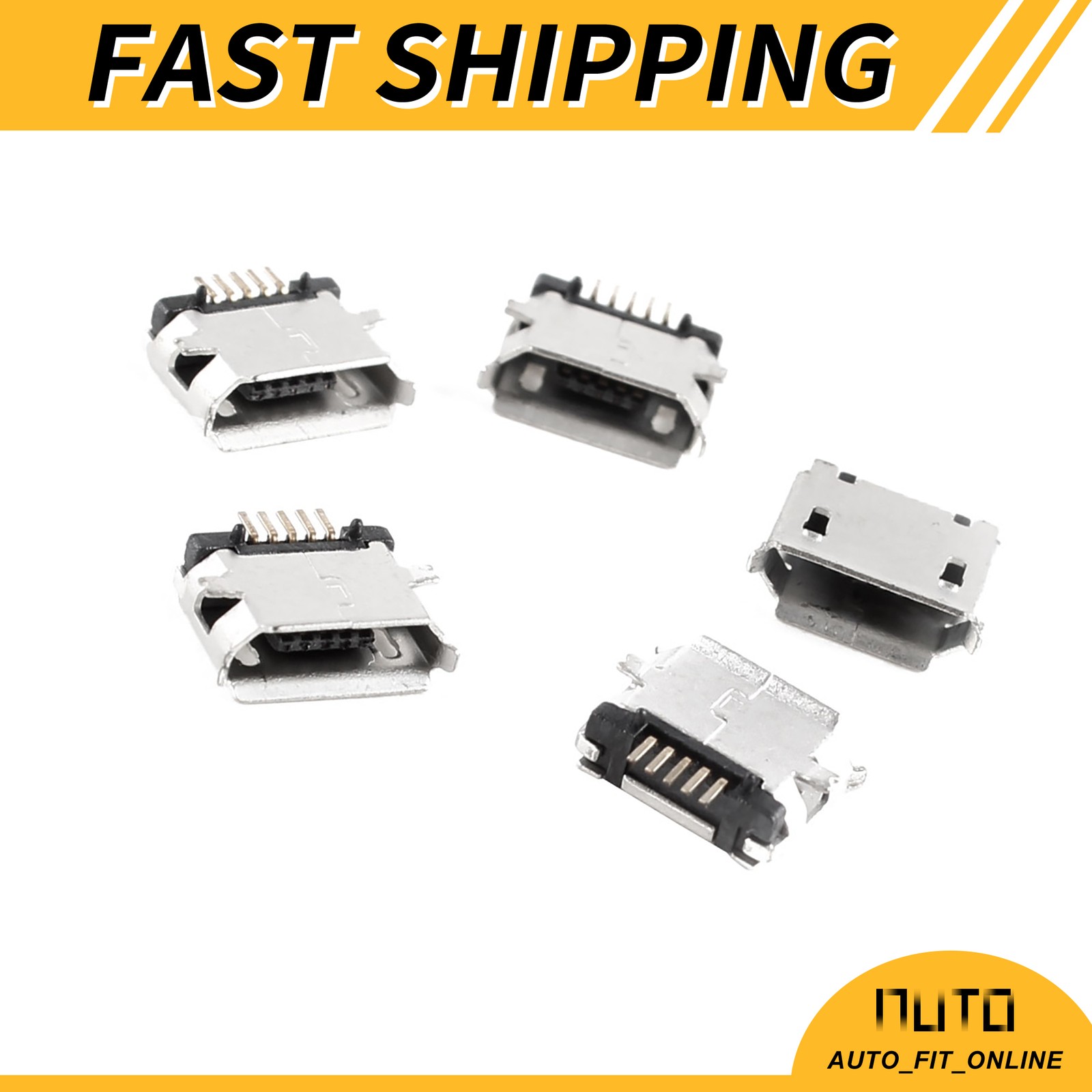5Pcs Micro USB Type B Female Socket 180 Degree 5-Pin SMT Soldering Jack