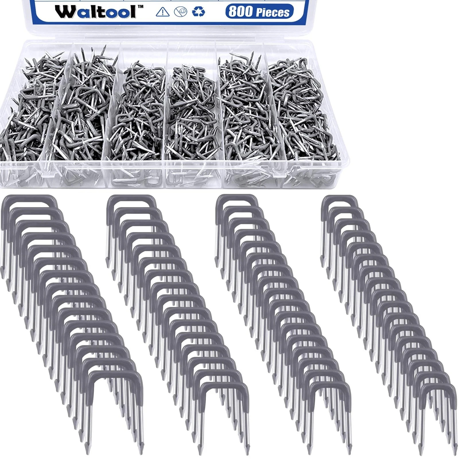 800 PCS Carbon Steel Insulated U Staple Nail Fits 0.56 0.44 0.41 0.36 Inch